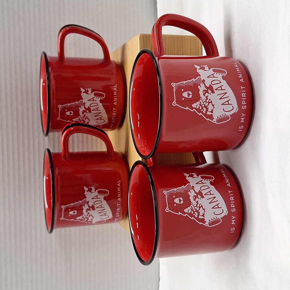 #ABL Indigo Coffee mugs. Canada is my Spirit Animal. New set of 4 mugs